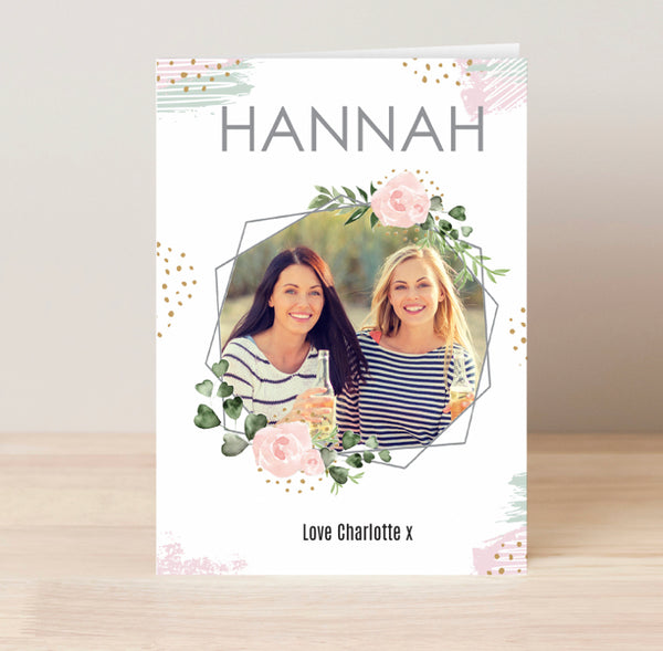 Personalised Floral Abstract Photo Upload Card