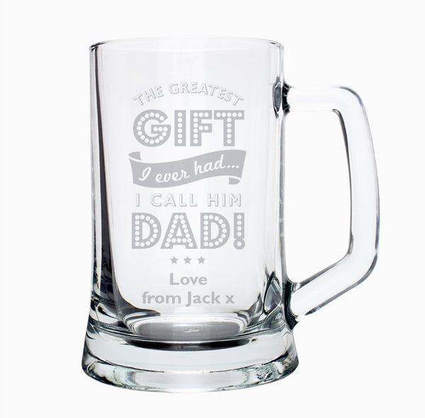 Personalised Greatest Dad Glass Pint Stern Tankard