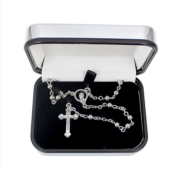 Personalised Rosary Beads and Cross Trinket Box