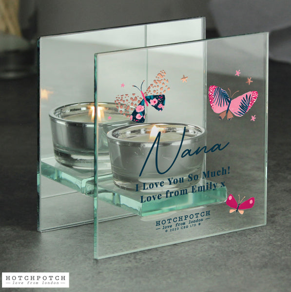 Personalised Butterfly Mirrored Tealight Holder