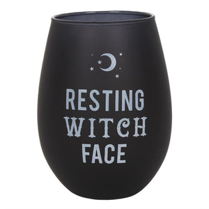 RESTING WITCH FACE STEMLESS WINE GLASS