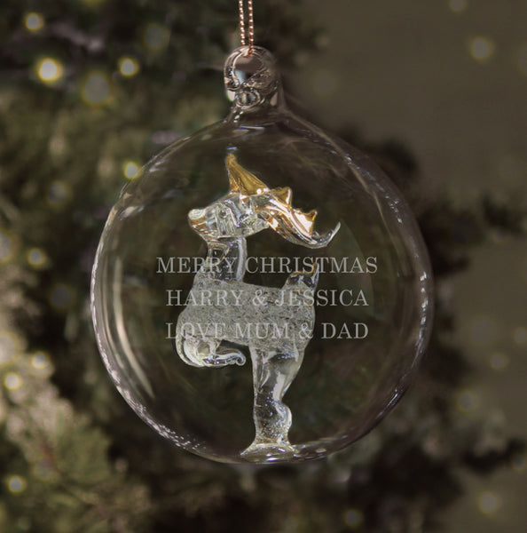 Personalised Glass Reindeer Bauble