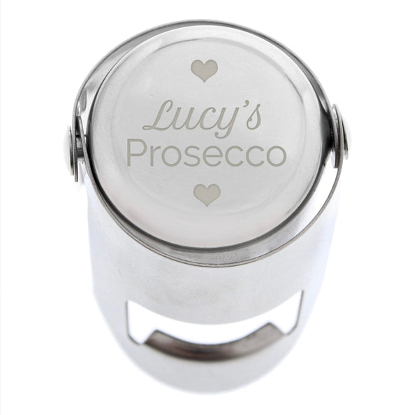 Personalised Heart Motif Prosecco Bottle Stopper