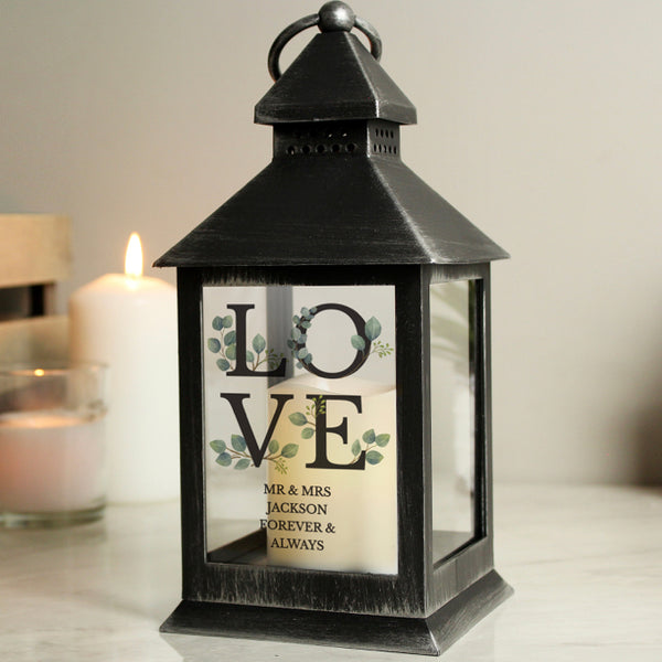 Personalised LOVE LED Black Lantern