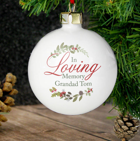 Personalised In Loving Memory Wreath Bauble