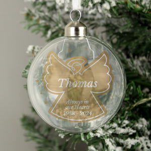 Personalised Gold Angel Name Only Glass Bauble