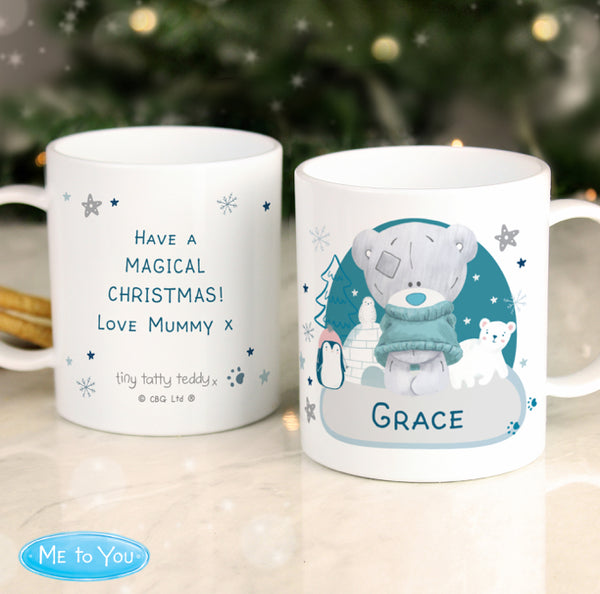 Personalised Winter Explorer Tiny Tatty Teddy Plastic Mug