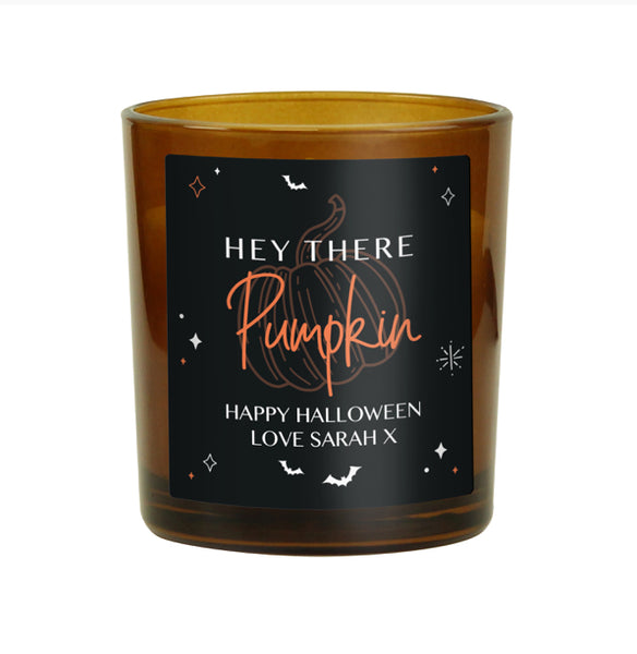 Personalised Pumpkin Amber Glass Candle