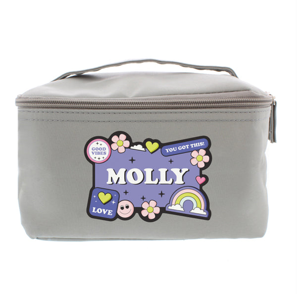 Personalised Good Vibes Grey Toiletry Bag