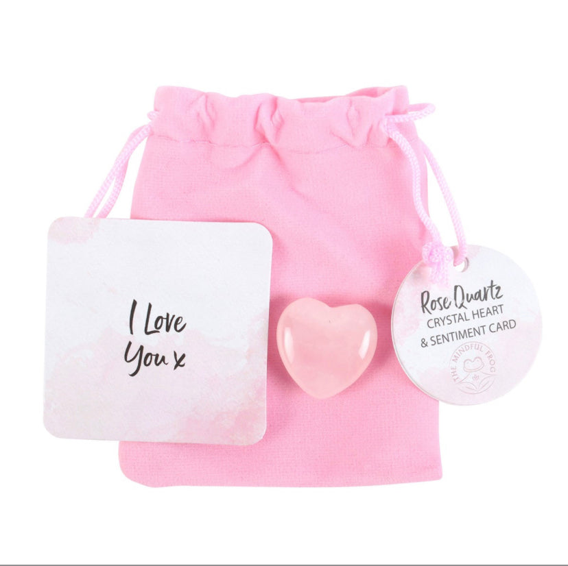 I Love You Rose Quartz Crystal Heart In A Bag