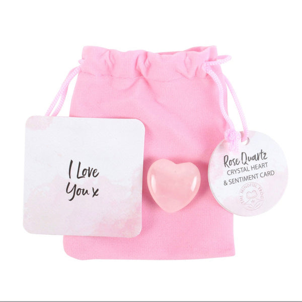 I Love You Rose Quartz Crystal Heart In A Bag