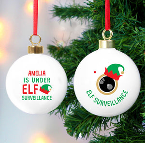 Personalised Elf Surveillance Bauble