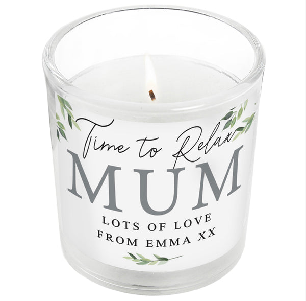 Personalised Botanical Leaves Scented Jar Candle