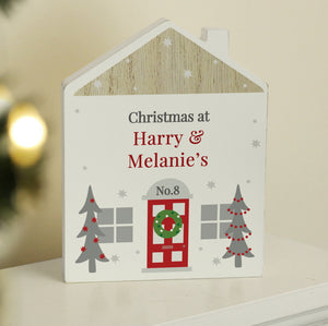 Personalised Christmas Wooden House Ornament