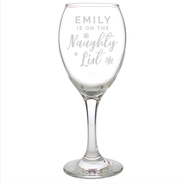 Personalised I'm On The Naughty List Wine Glass