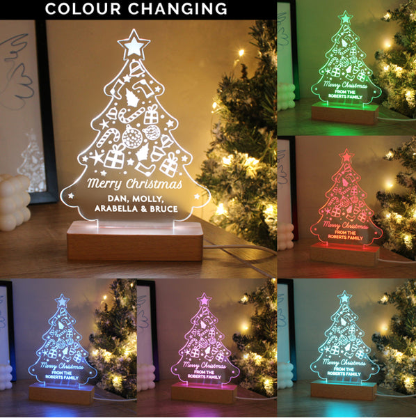 Personalised Christmas Tree Wooden Based LED Light