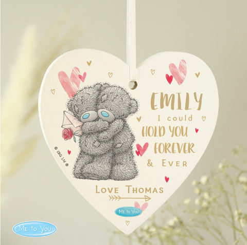 Personalised Me To You Hold You Forever Wooden Heart Decoration