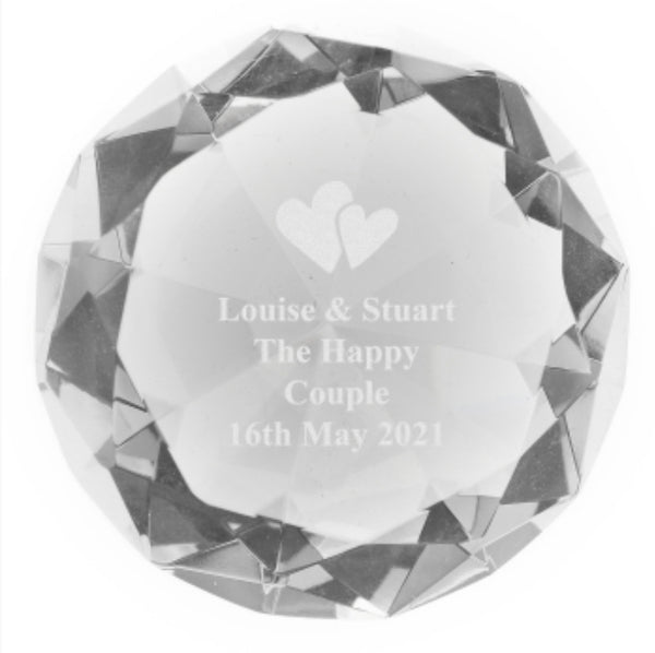 Personalised Heart Motif Diamond Paperweight