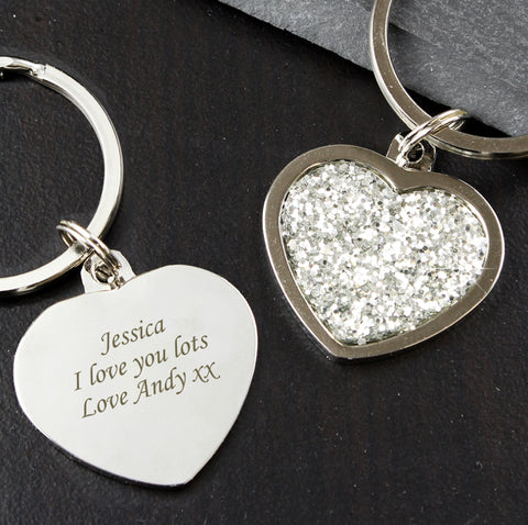 Personalised Diamante Heart Keyring