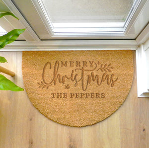 Personalised Christmas Half Moon Indoor Doormat