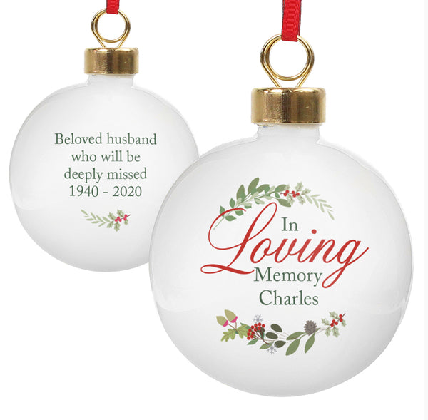 Personalised In Loving Memory Wreath Bauble