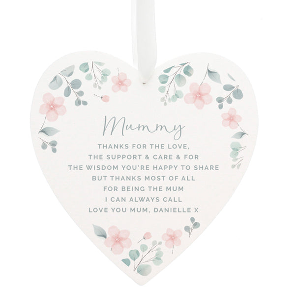 Personalised Floral Wooden Heart Decoration