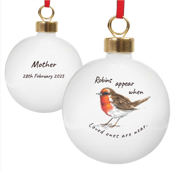 Personalised Robins Appear Bauble