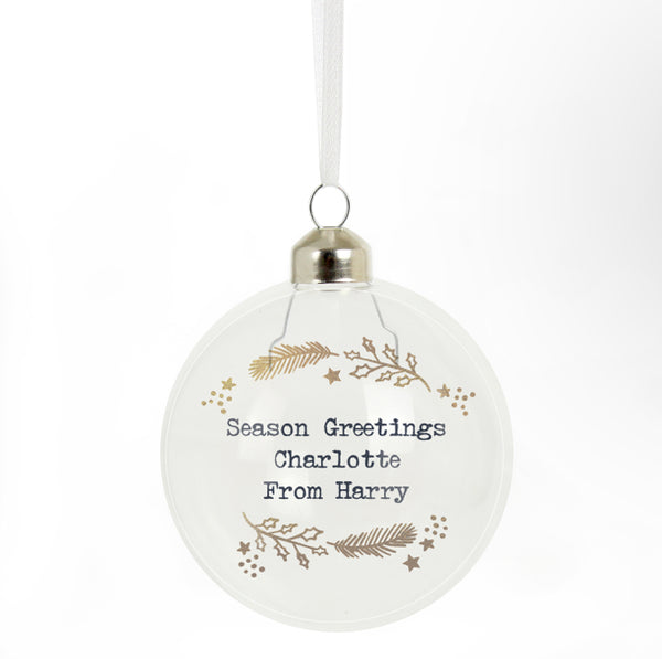 Personalised Gold Wreath Glass Bauble