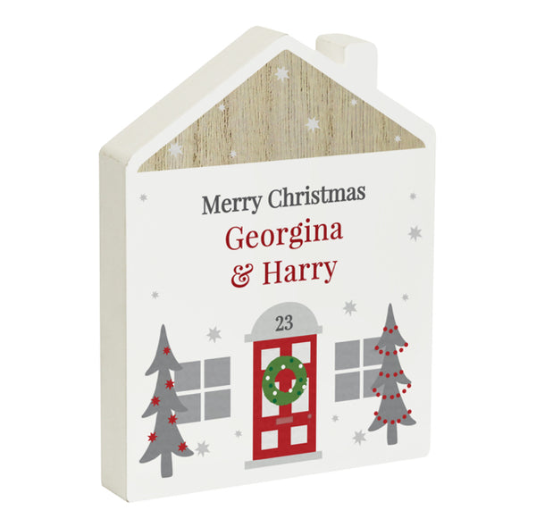 Personalised Christmas Wooden House Ornament