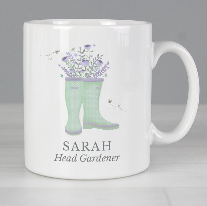 Personalised Floral Wellies Mug