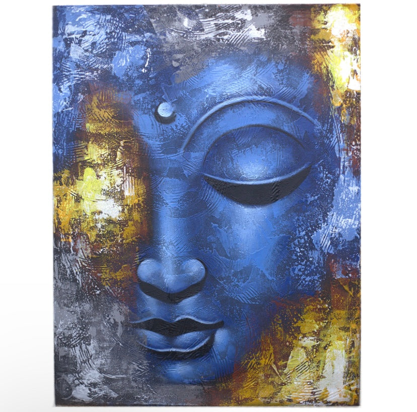 Blue Face Abstract Buddha Canvas