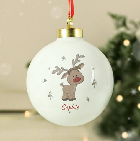 Personalised Little Reindeer Bauble