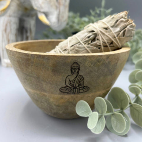 Buddha Wooden Smudge and Ritual Offerings Bowl