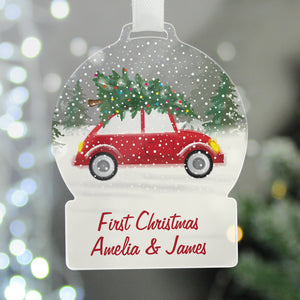 Personalised Driving Home For Christmas Acrylic Snow globe Decoration