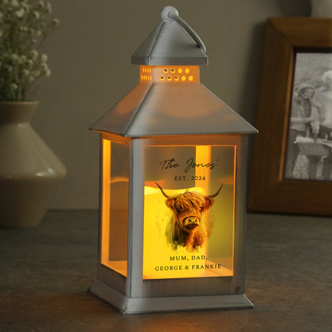 Personalised Highland Cow LED Lantern