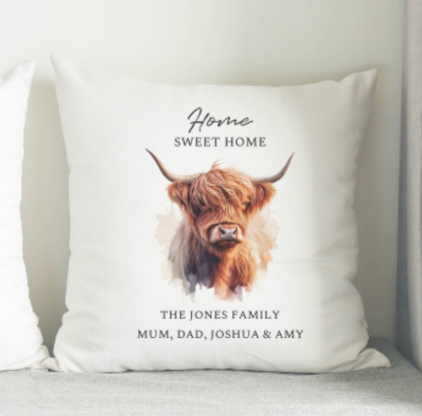 Personalised Highland Cow Cushion