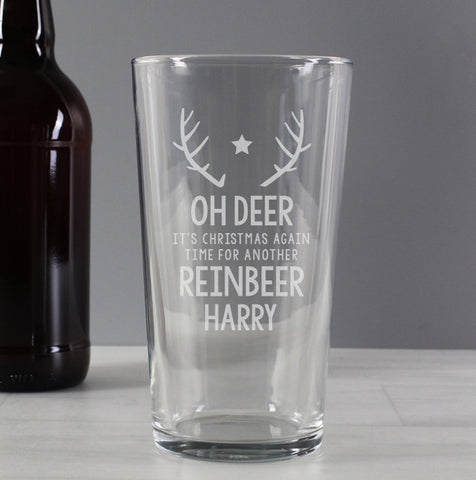 Personalised Time For A Reinbeer Pint Glass