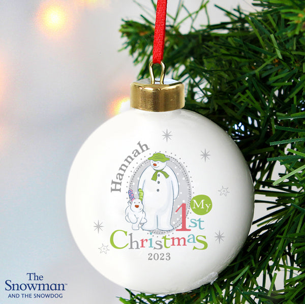 Personalised The Snowman and the Snowdog My 1st Christmas Bauble