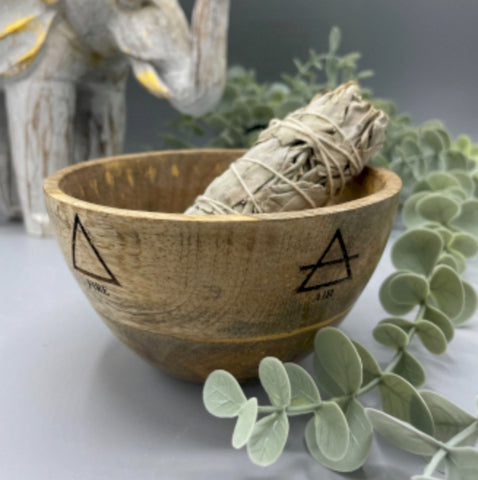 Four Elements Wooden Smudge and Ritual Offerings Bowl