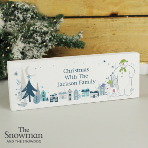 Personalised The Snowman and the Snowdog Wooden Block Sign