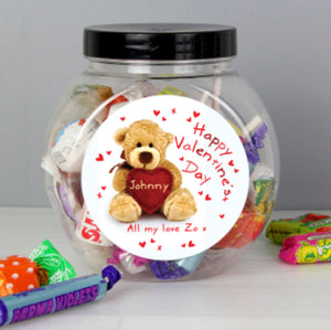 Personalised Teddy Heart Sweet Jar