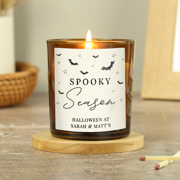 Personalised Spooky Amber Glass Candle