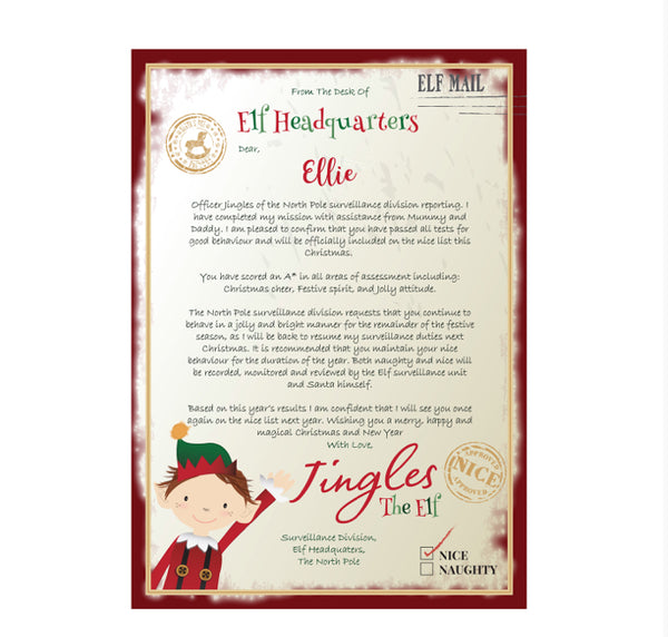 Personalised Elf Surveillance Christmas Letter