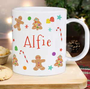 Personalised Gingerbread Pattern Plastic Mug