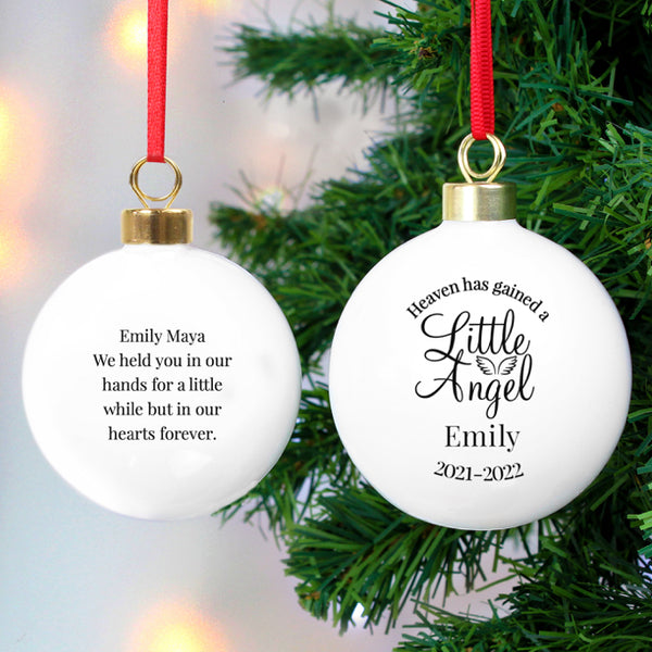 Personalised Little Angel Memorial Bauble