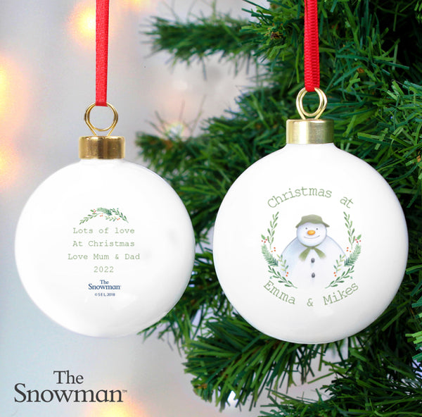 Personalised The Snowman Winter Garden Bauble