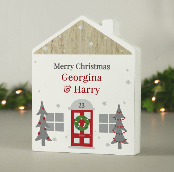 Personalised Christmas Wooden House Ornament