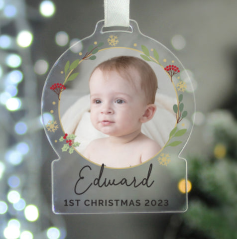 Personalised Photo Upload Acrylic Christmas Decoration