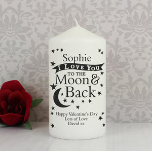 Personalised To the Moon and Back... Pillar Candle