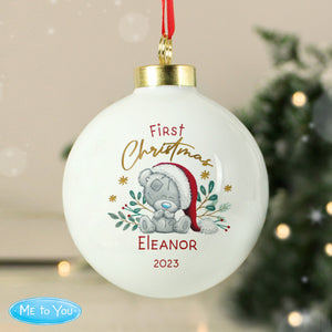 Personalised First Christmas Tiny Tatty Teddy Bauble